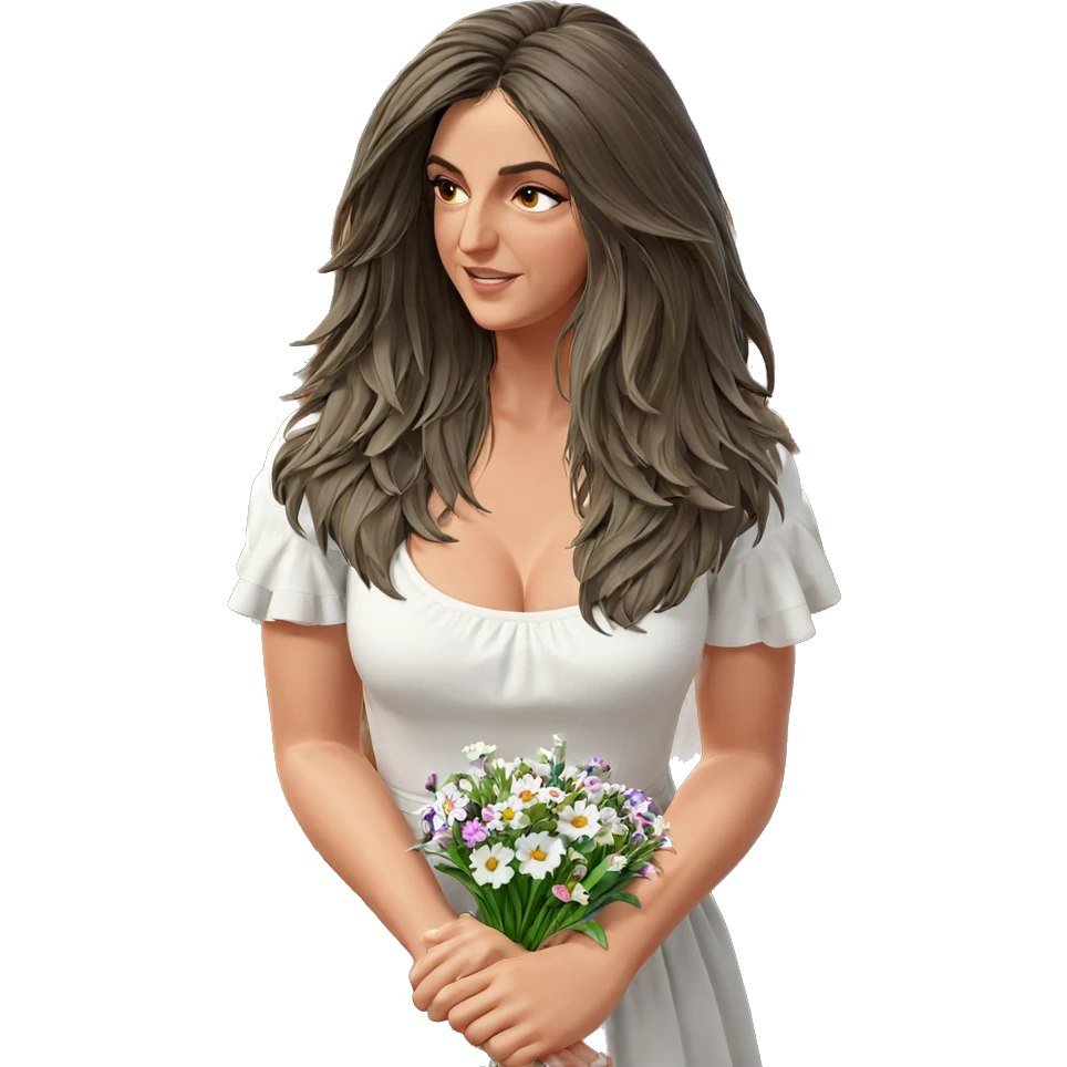 girl in white dress with flowers emoji
