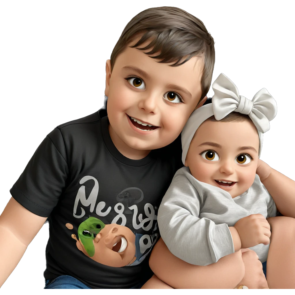 smiling baby in black shirt emoji