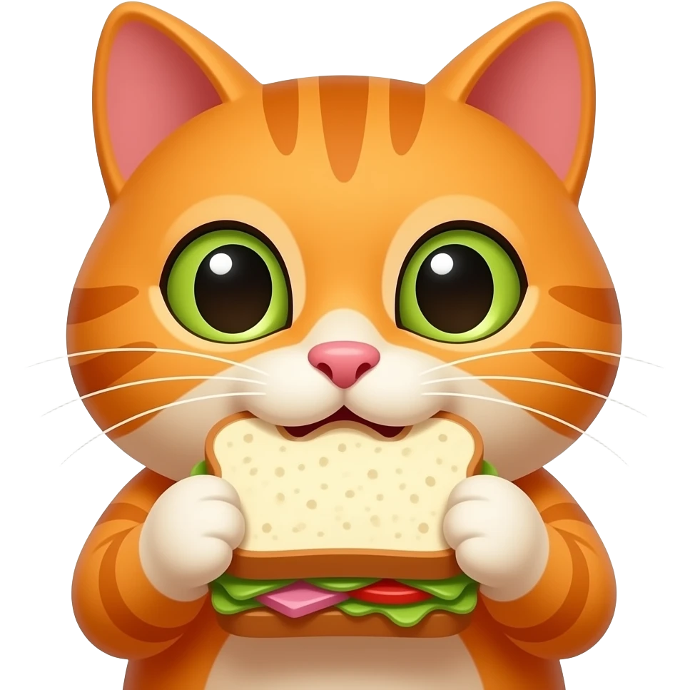 Orange Cat Eating Sandwich closeup emoji