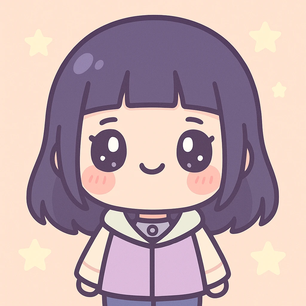 mini Hinata, cute, kawaii style, round face, blushing cheeks, simple details emoji
