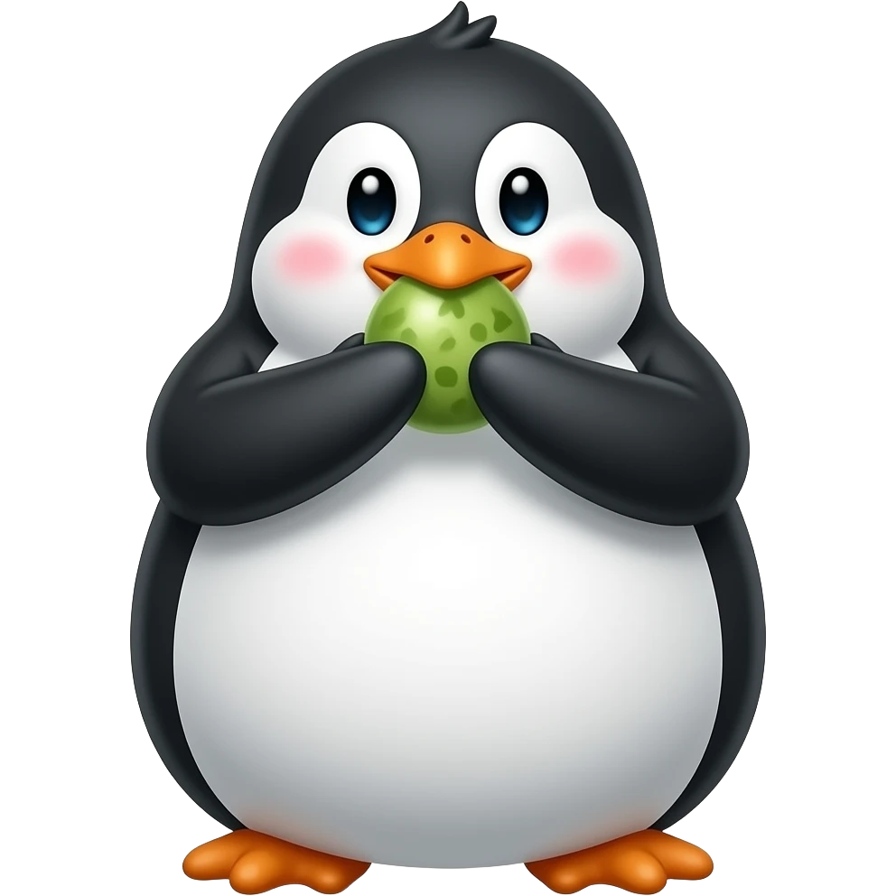 Fat Pinguin eating emoji