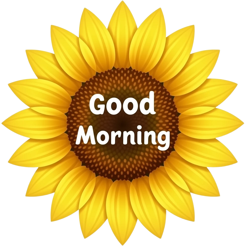 Sunflower with good morning text emoji