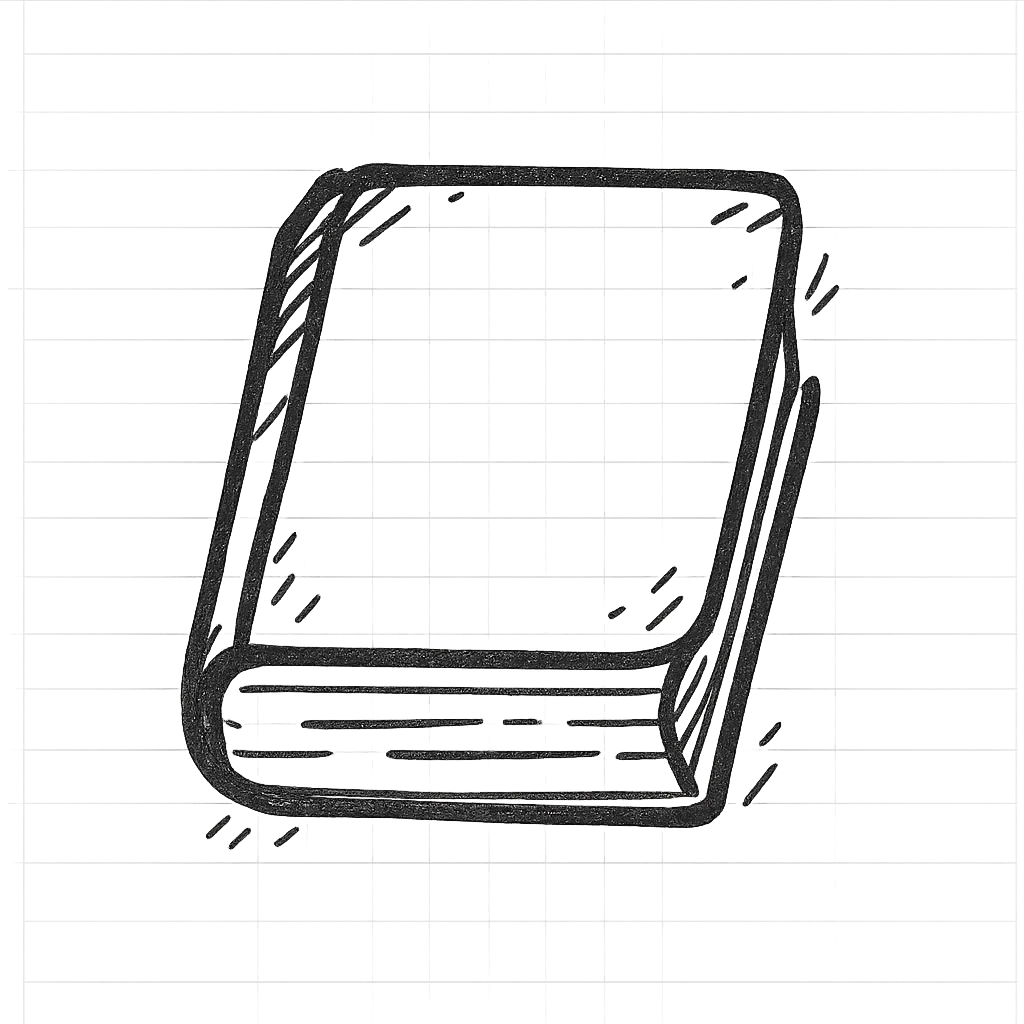 hand drawn outlined icon of a book, no fill emoji