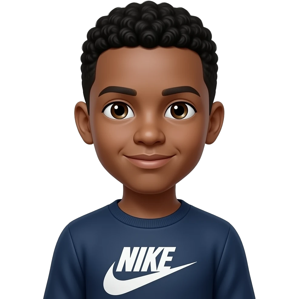 Head of a black boy wearing a Nike Tech sweater emoji