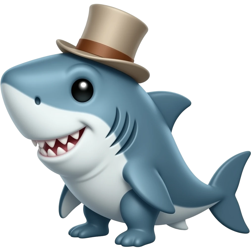 Shark with a top hat emoji