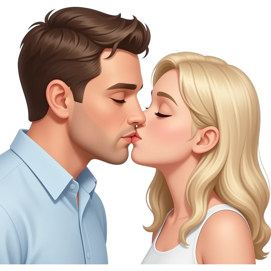 Realistic White man and white girl kissing emoji