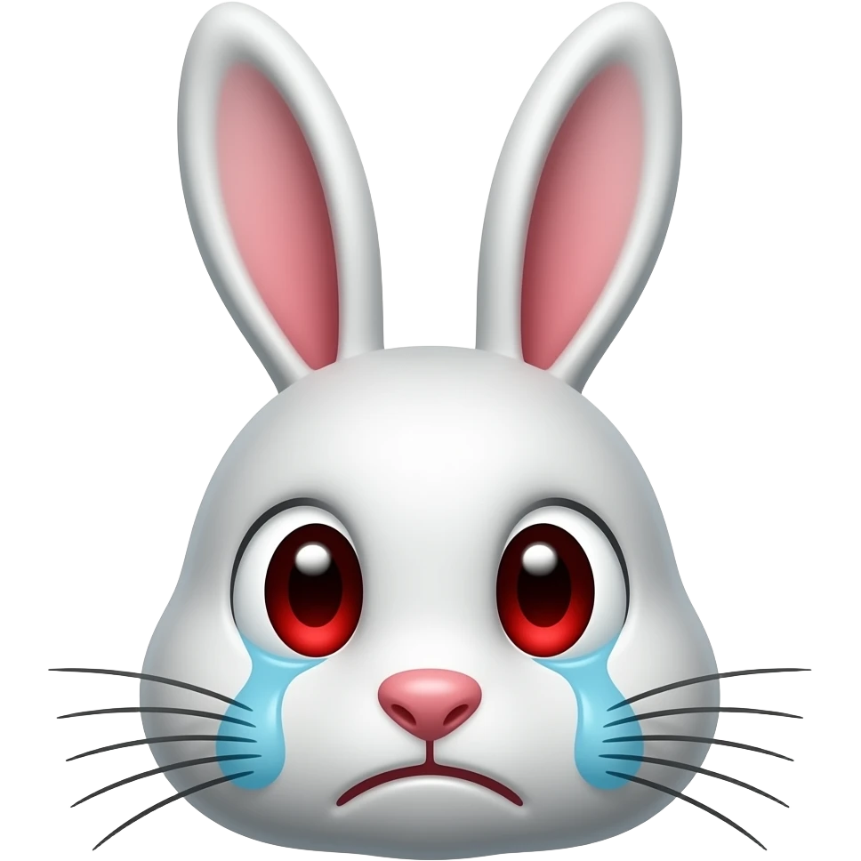 bunny eyes red sorrowful unhappy sad face emoji