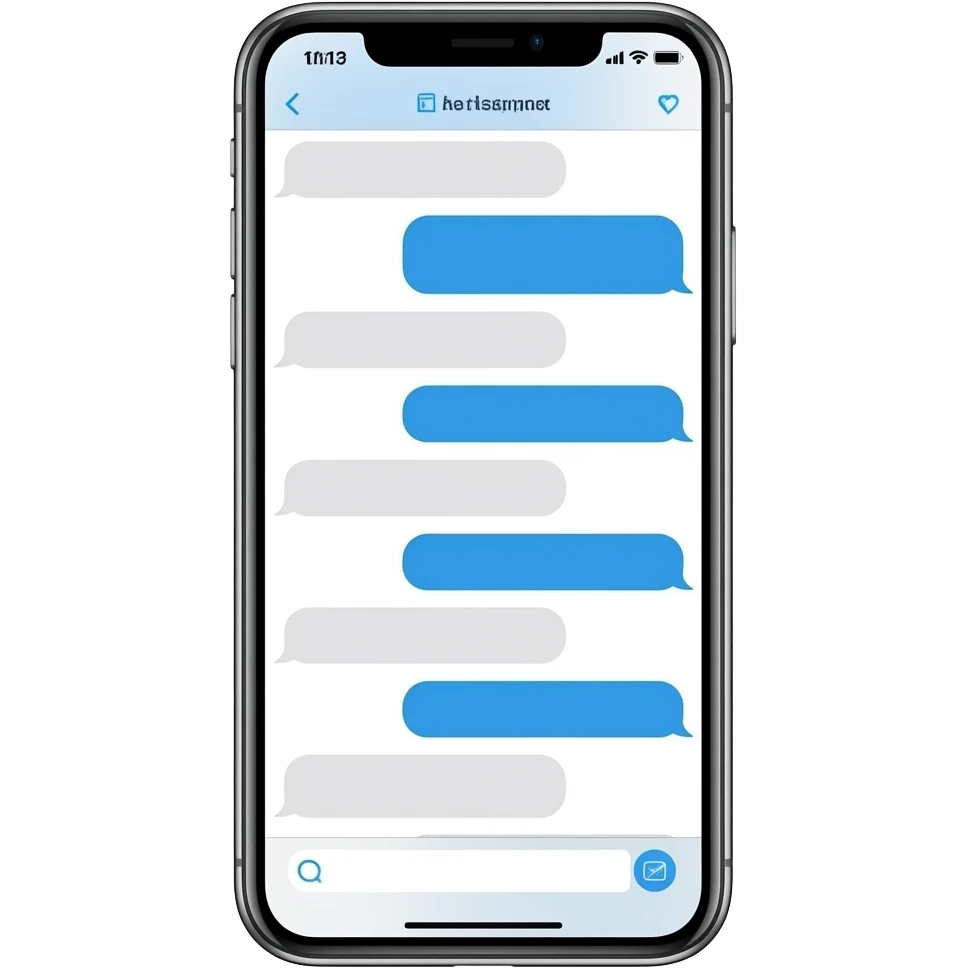 iphone device with messaging app open with muted blue-grey and grey bubbles emoji