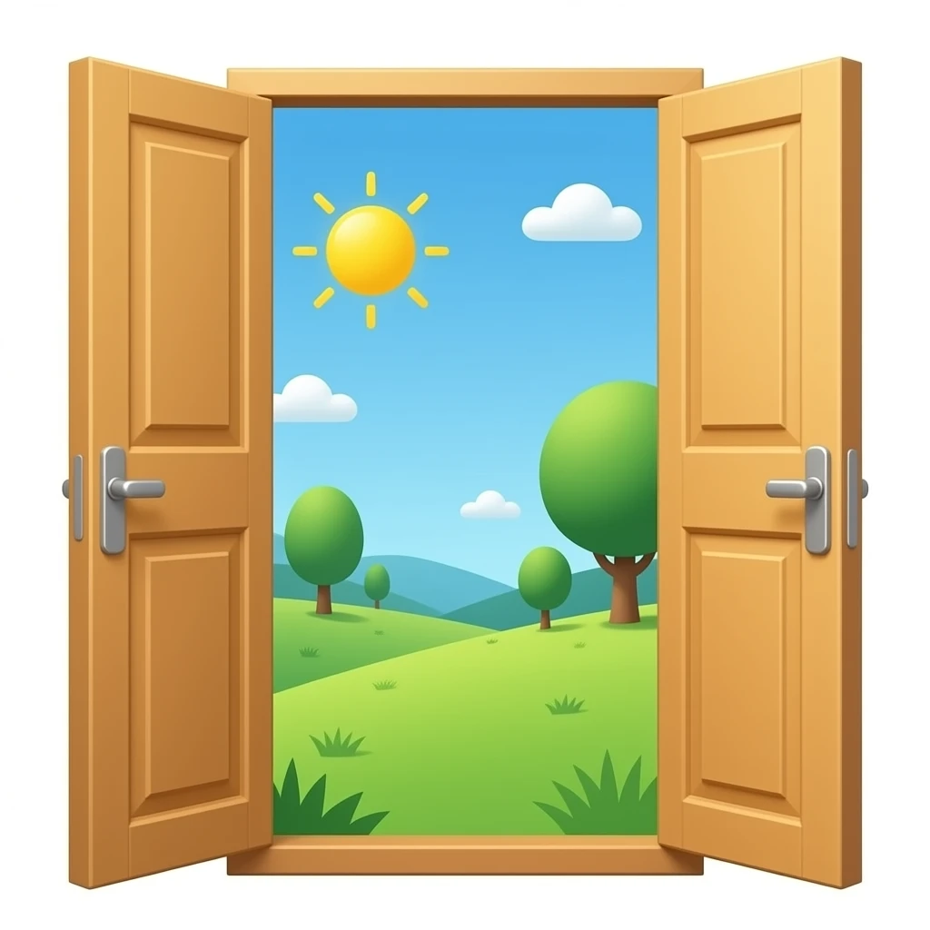 une porte ouverte couleur bois emoji