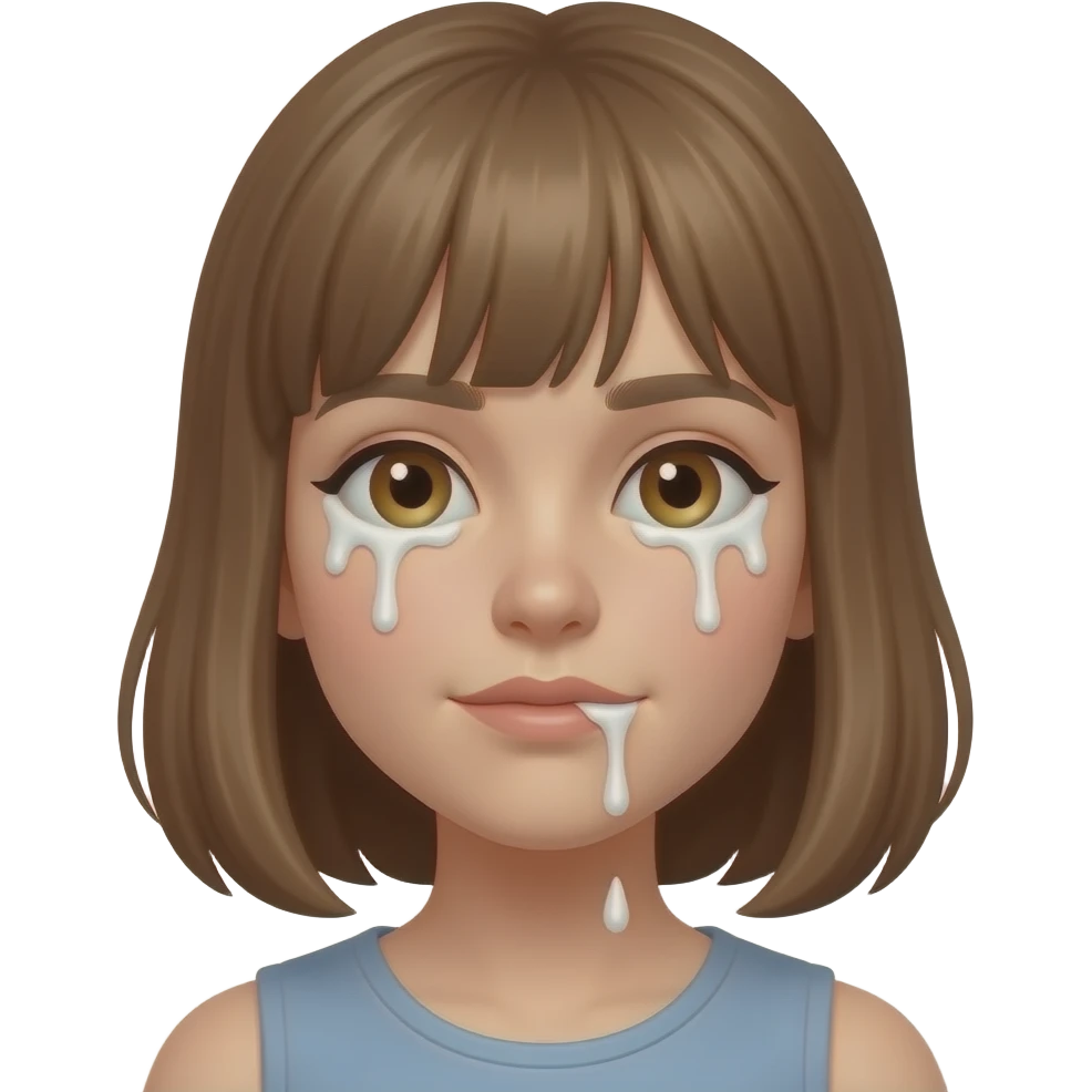 girl with white stuff on face dripping from mouth emoji