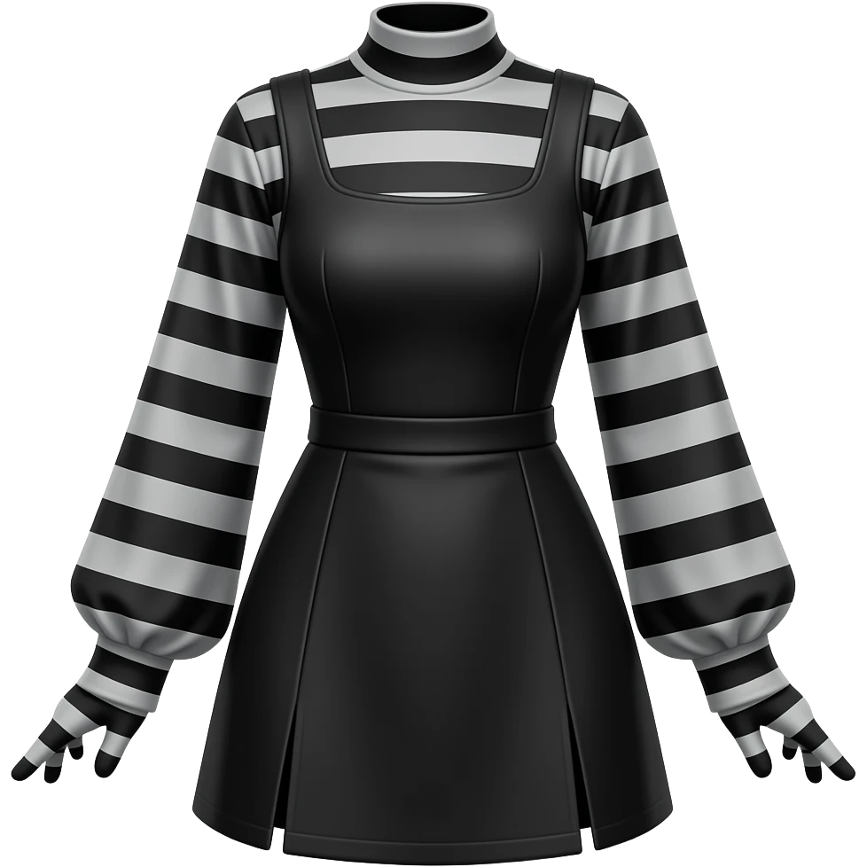 Black emo short sleeved dress with grey and black striped long sleeves emoji