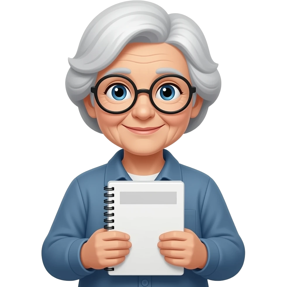 old grandma holding Notebook emoji