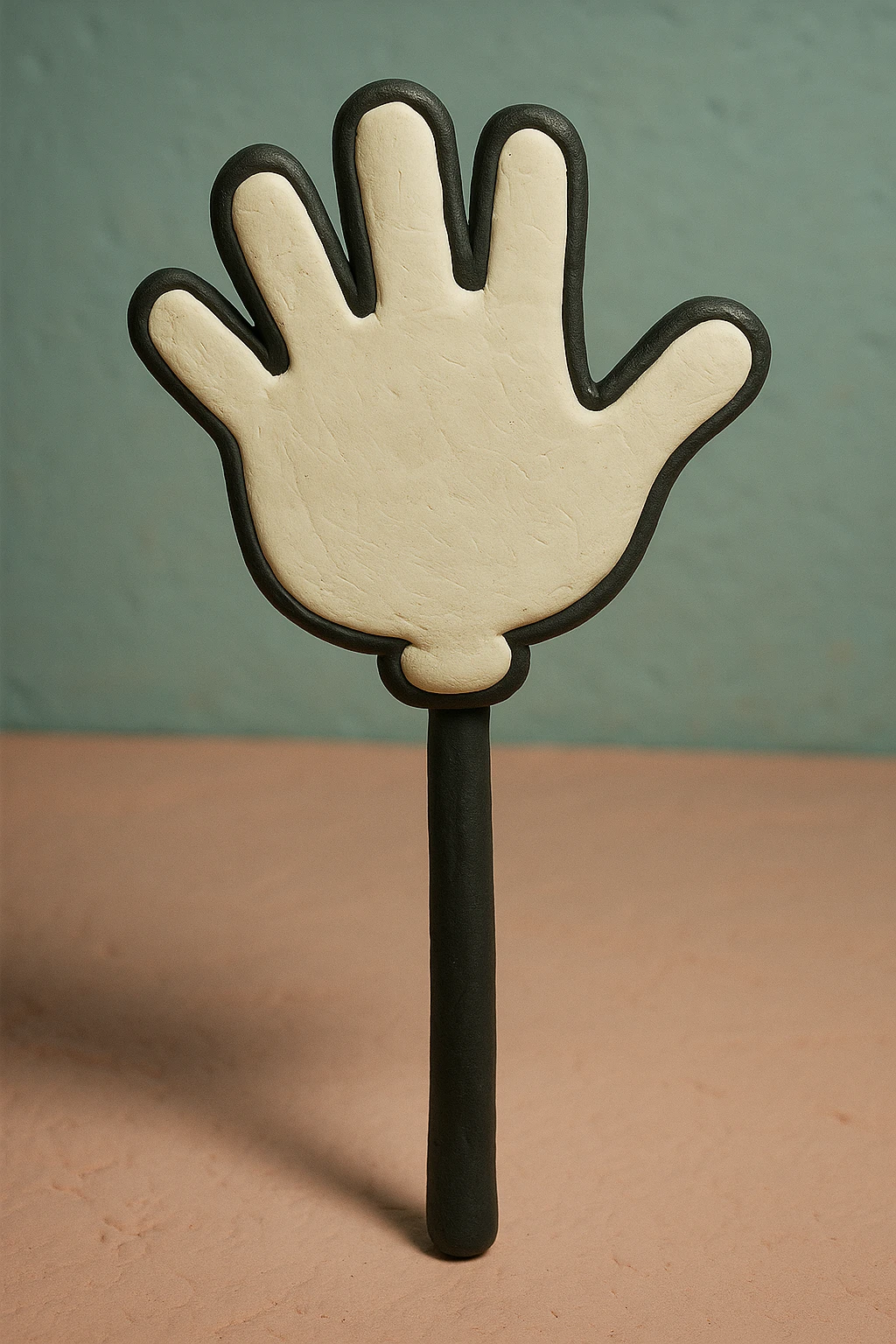 Remove the face from the cartoon slap hand. Keep the white color, black stick, and bold black border. Maintain the cartoon slap hand style with a clean look without the face. emoji