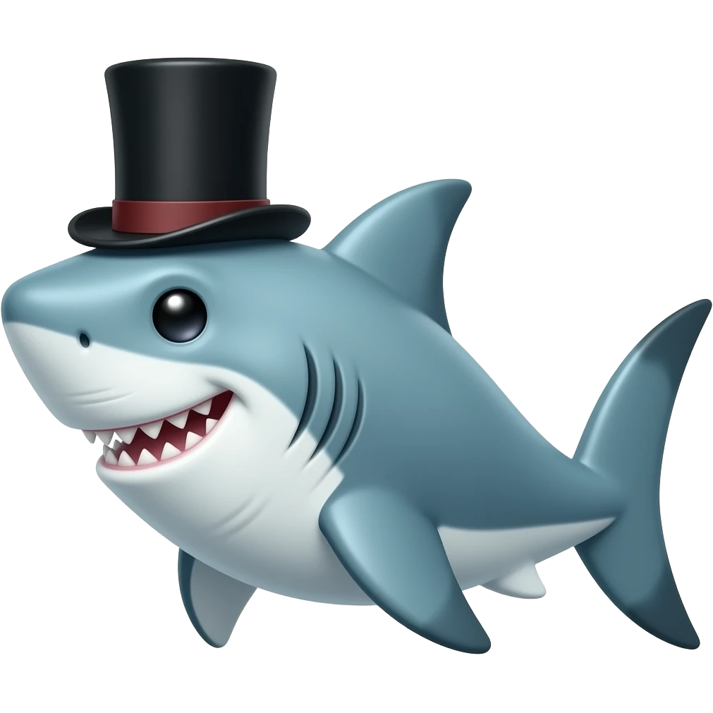 Shark with a top hat emoji