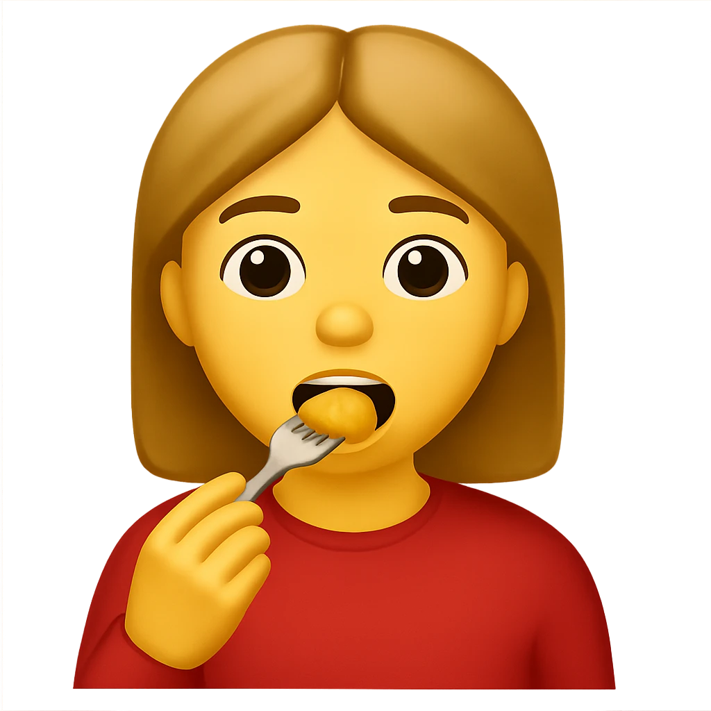 emoji stile iphone di una donna che mangia emoji