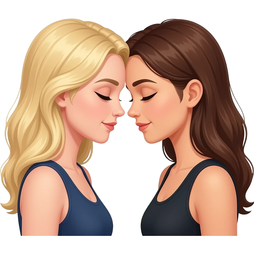 Fronte che si tocca  tra donne  una bionda e una castana emoji