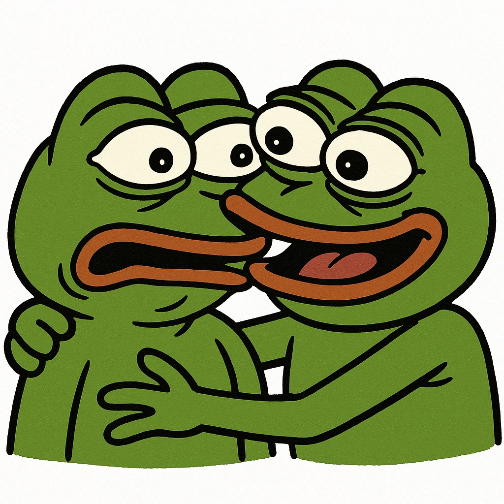 playful and meme-like Pepe the Frog biting another Pepe the Frog emoji