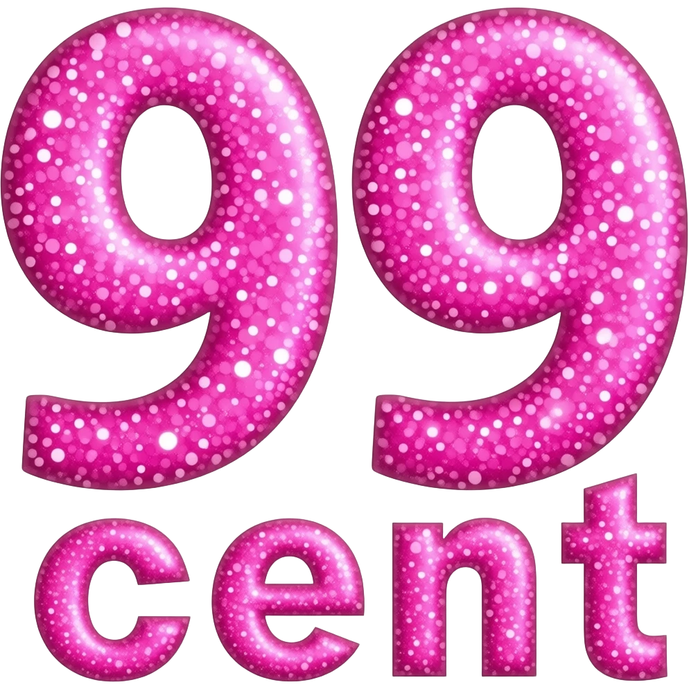 99 cent banner neon pink glitter emoji