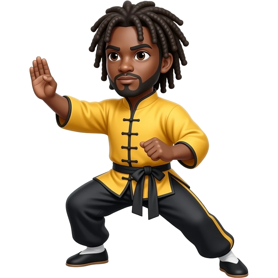 Black American with dreadlocks Kung Fu student doing tai chi emoji
