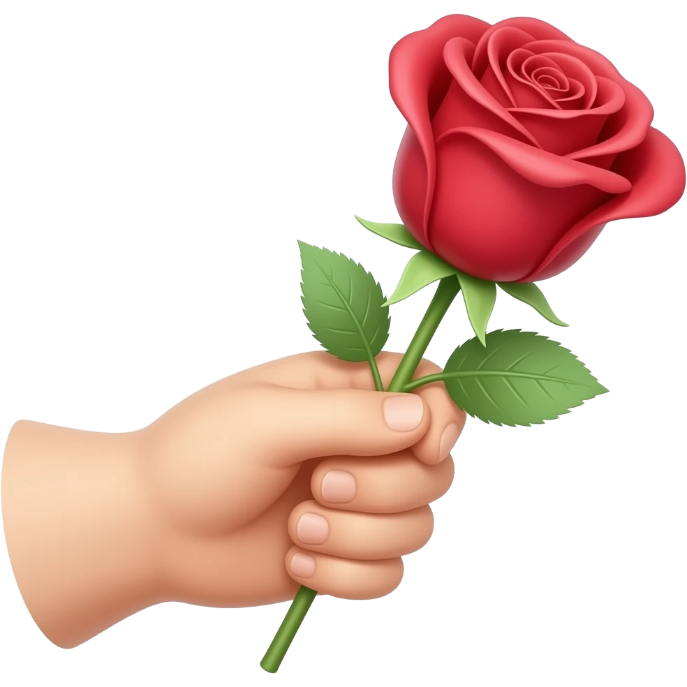 hand grabbing a rose emoji