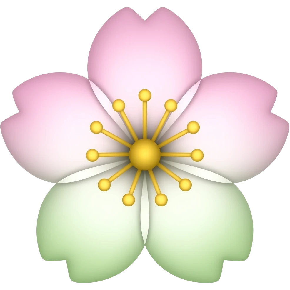 pink, white, and green ombre flower emoji like the sakura emoji emoji
