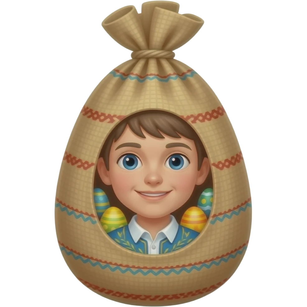 Chico con un costal puesto de Semana Santa emoji