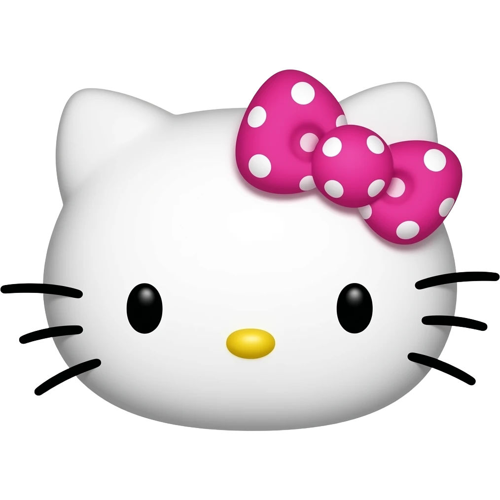 Hello Kitty head with a bright pink bow with white polka dots emoji