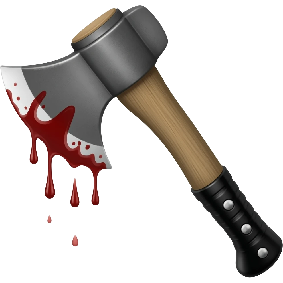 emoji very sharp axe with blood dripping off it and a black handle single emoji