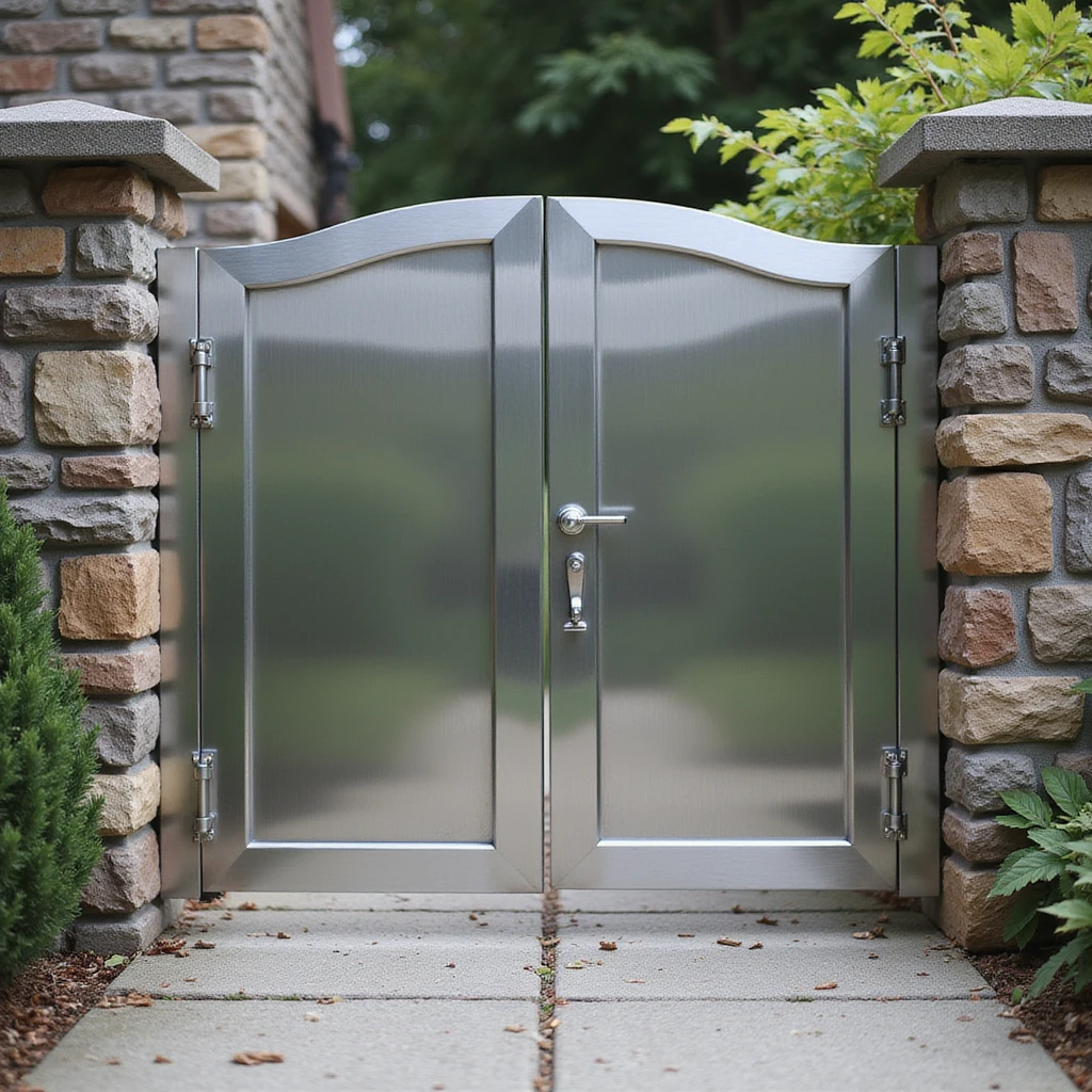 aluminum swing gate, realistic, metallic shine emoji