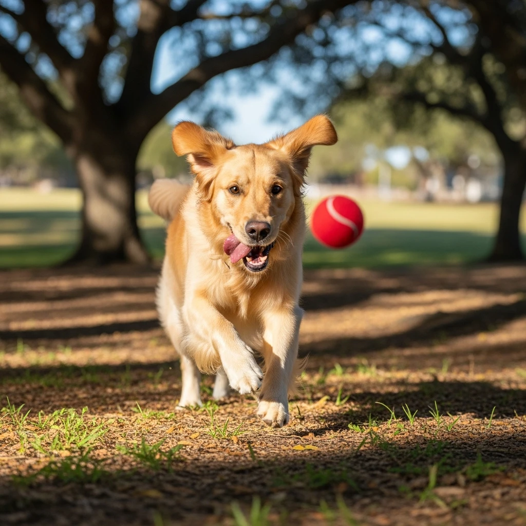 happy dog running after ball emoji