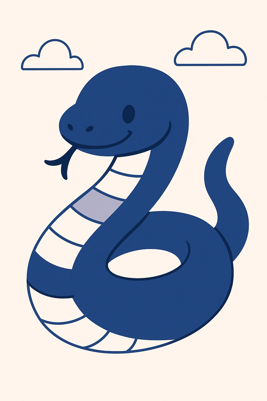happy snake, minimal style, cheerful expression emoji