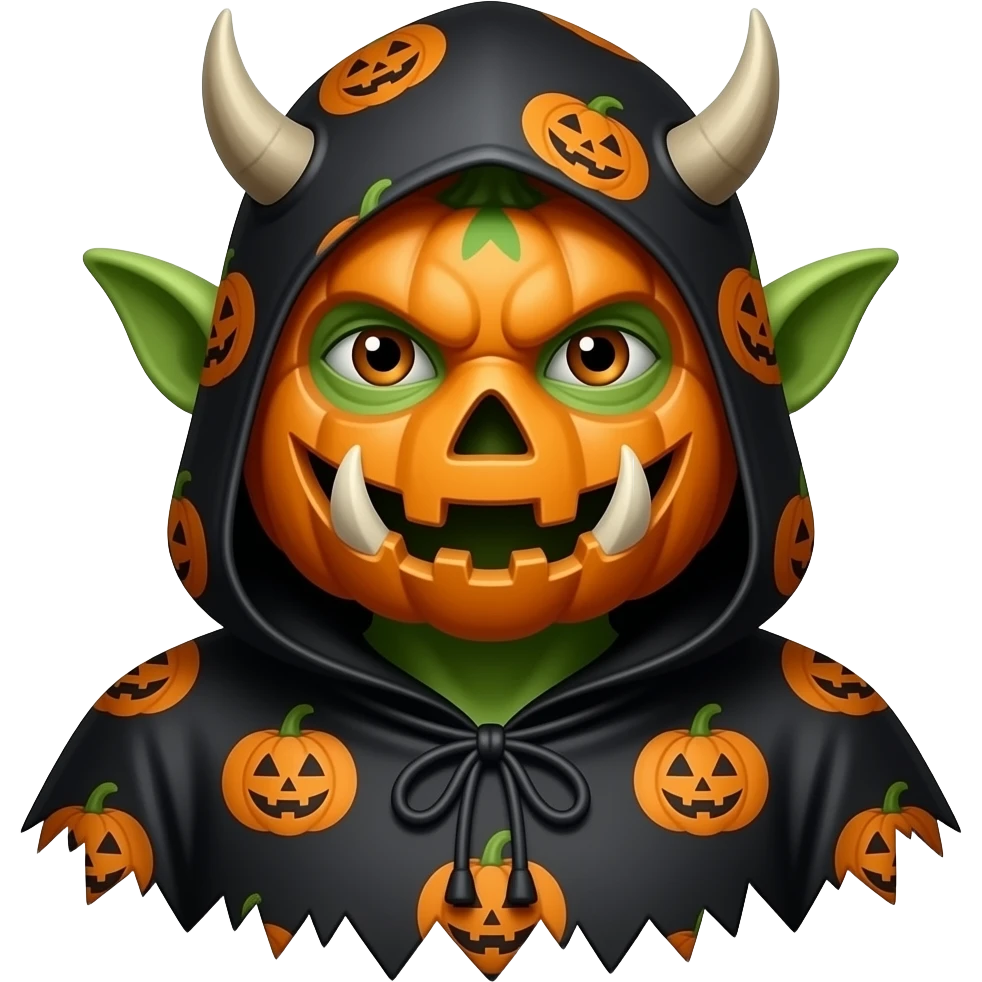 green Orc in Halloween costume bust size emoji