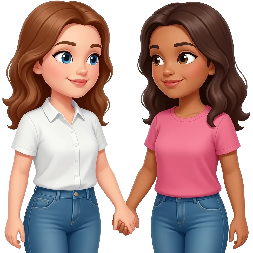 dos mujeres mirandose complices agarrandose la mano emoji