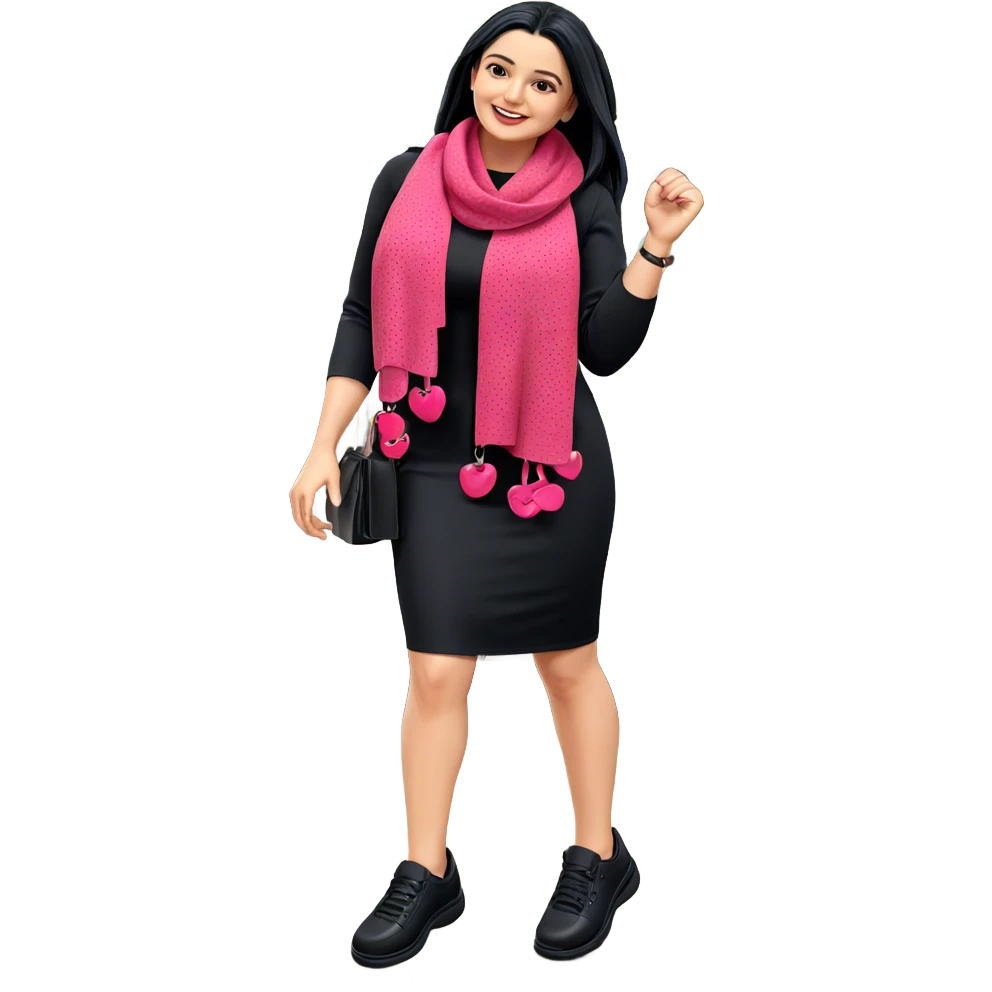 smiling girl in black dress emoji