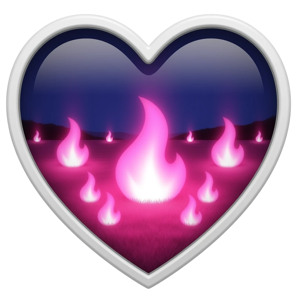 blank space that shaped like a heart inside pink flames emoji