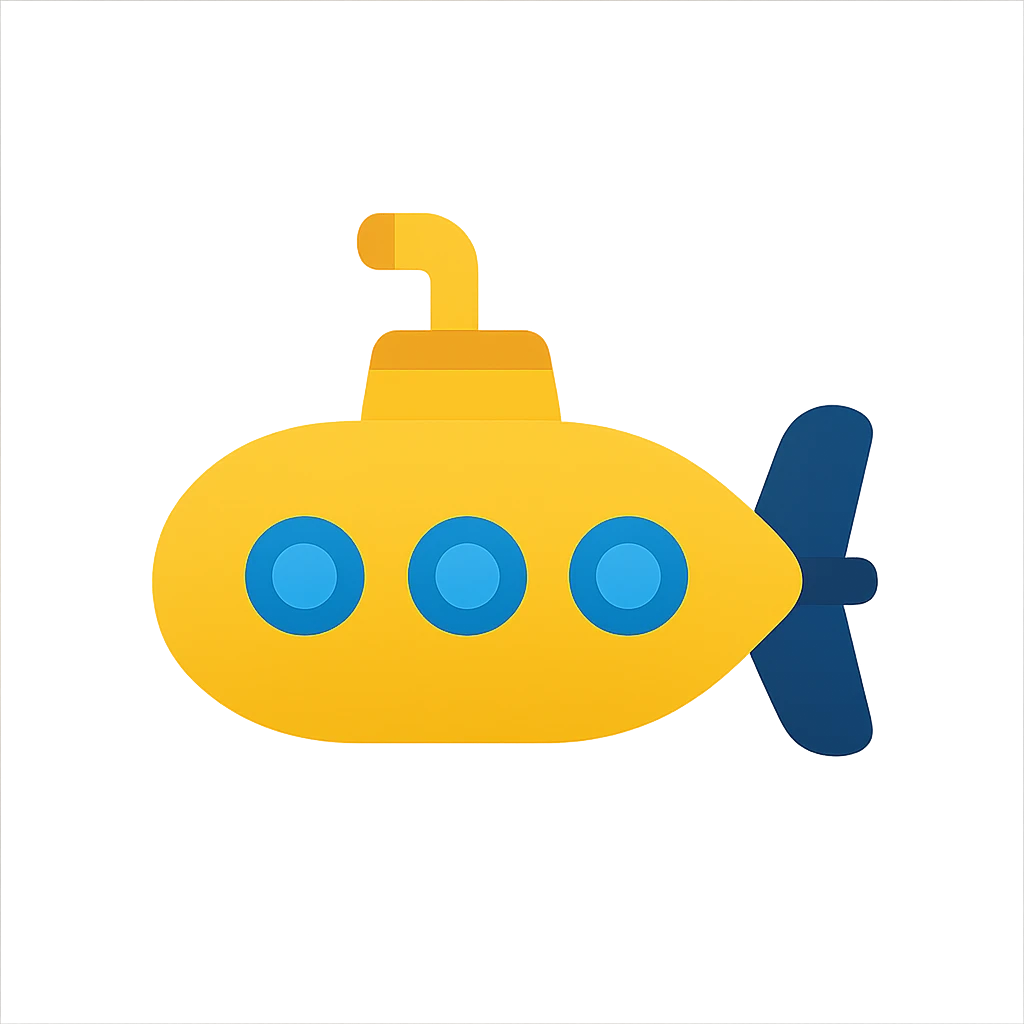 flat submarine icon, bold shapes, limited color palette emoji