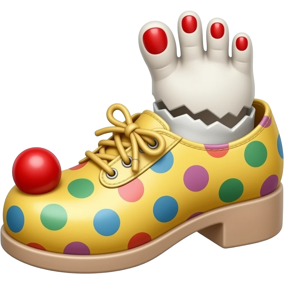 White toes with red toenails ripping of clown shoes emoji