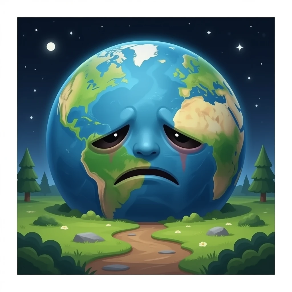 an old, sick, fat earth planet emoji
