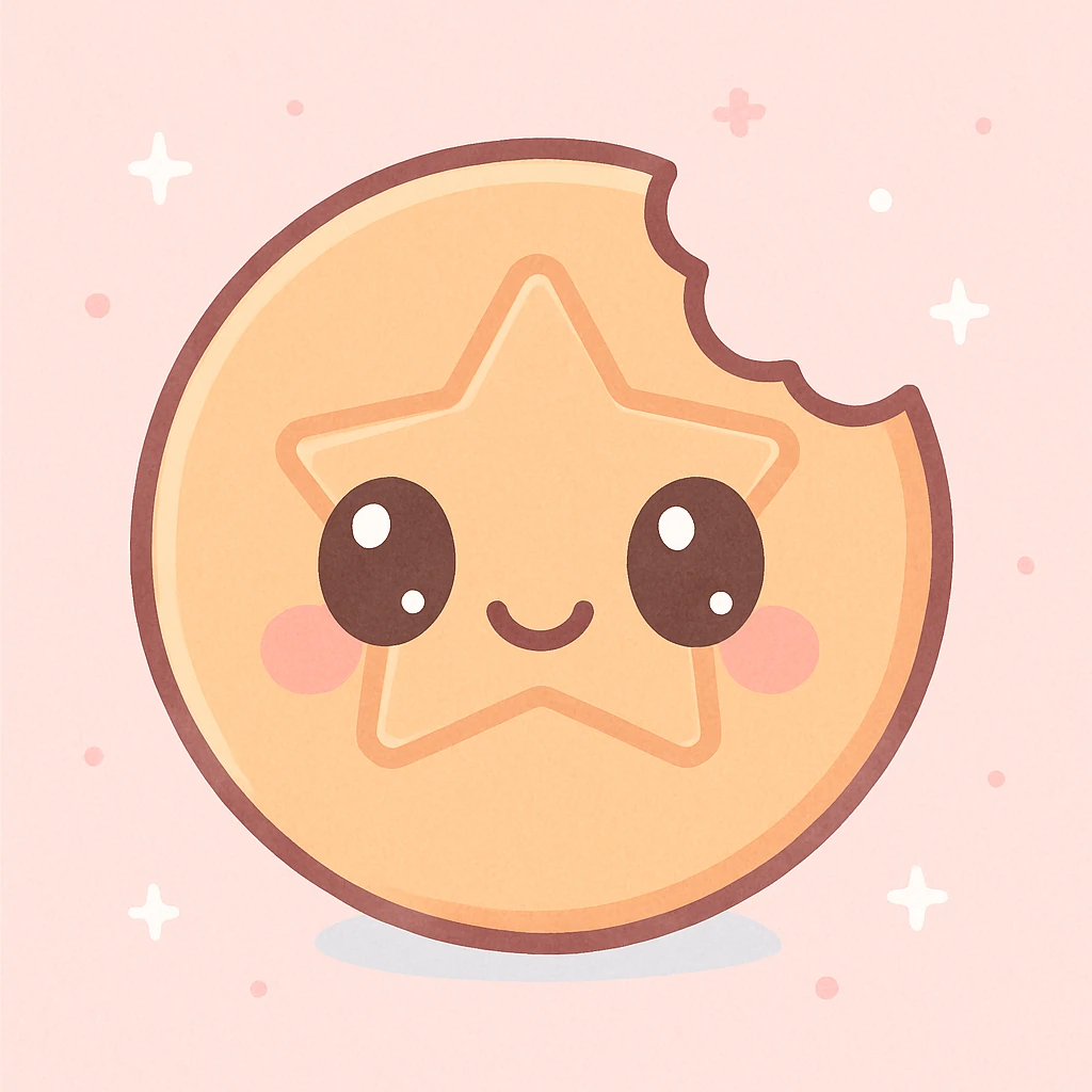 dalgona candy with circle shape, bitten candy, inspired by Squid Game, kawaii style emoji