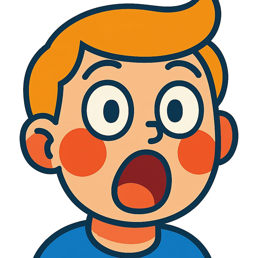 face with surprised expression, mouth open, blushing, vibrant toon style emoji