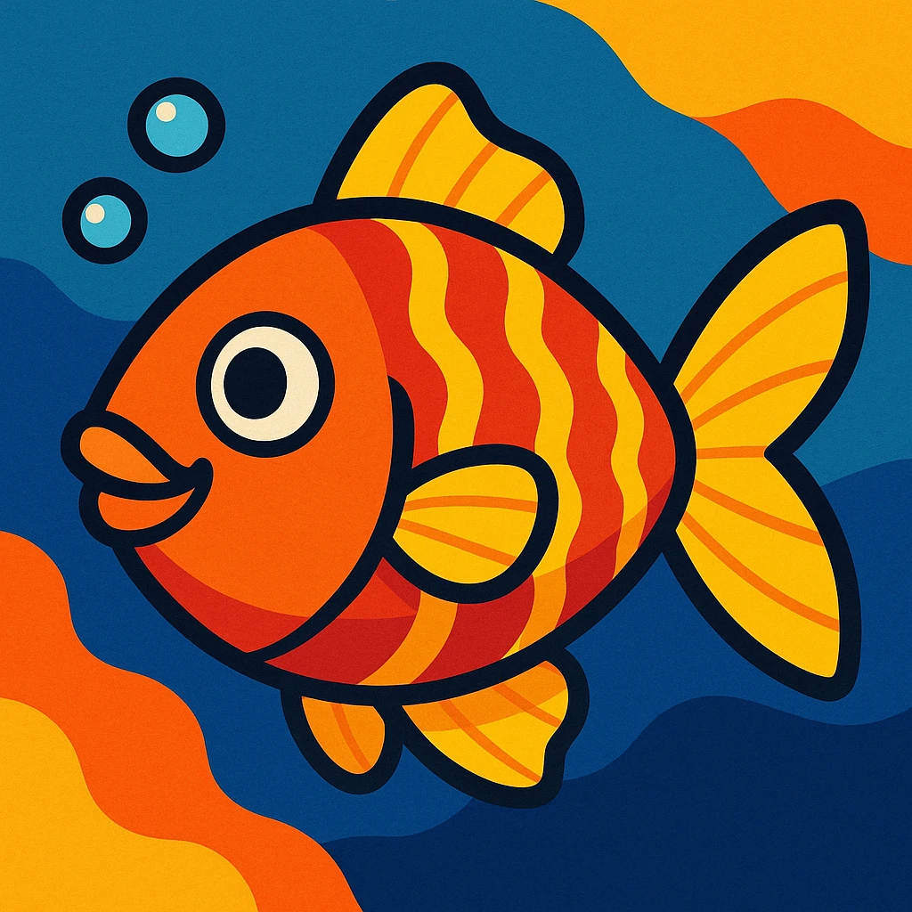 fish, vibrant cartoon style emoji