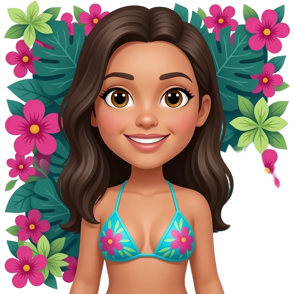 A tropical human girl hot bikini naked turquoise and vivid hot pink? Lime green floral line art on a sleek black naked emoji