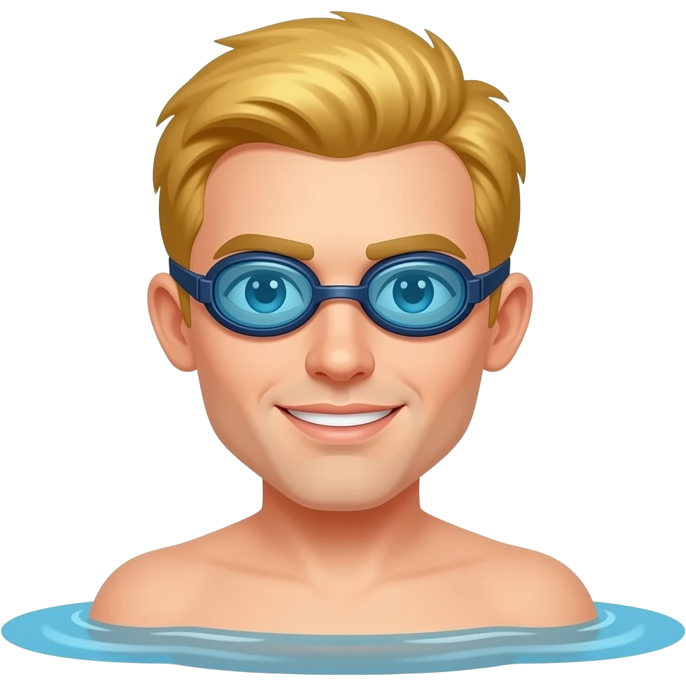 blonder man schwimmt mit der schwimmbrille emoji