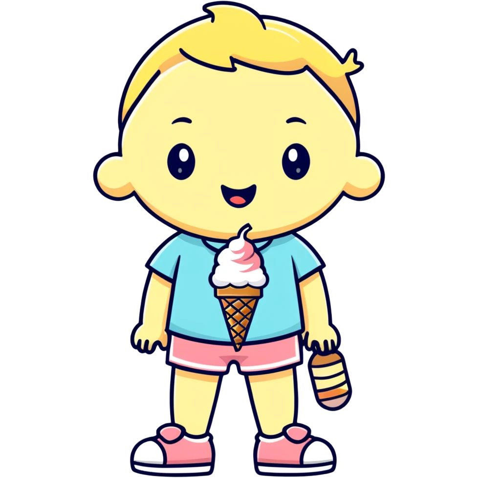 a kid wearing ice cream shorts with a shirt that says 67 emoji
