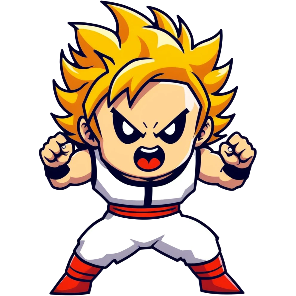 a coughing Super Saiyan stoner in a dynamic pose with spiky golden hair and red eyes, smoke swirling around, smokey background emoji