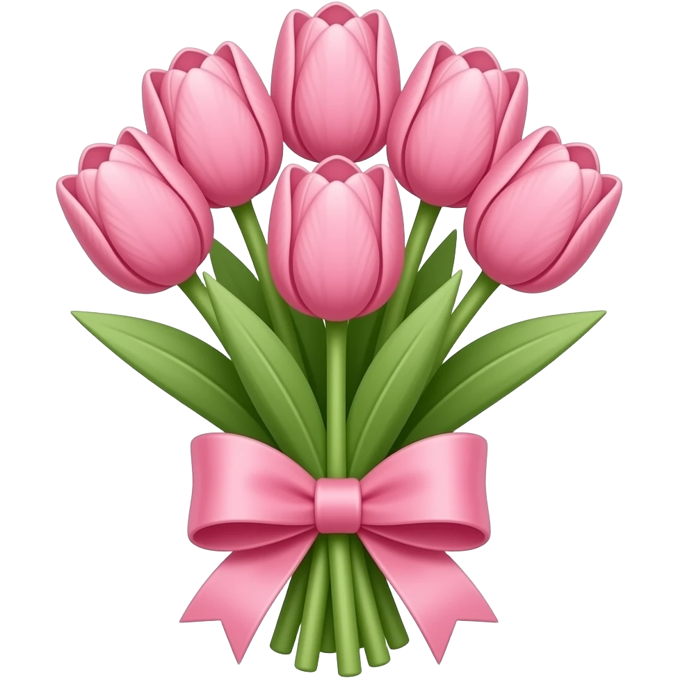 Tulipanes rosas en un ramo, cute y aesthetic con un lazo tambien rosa emoji