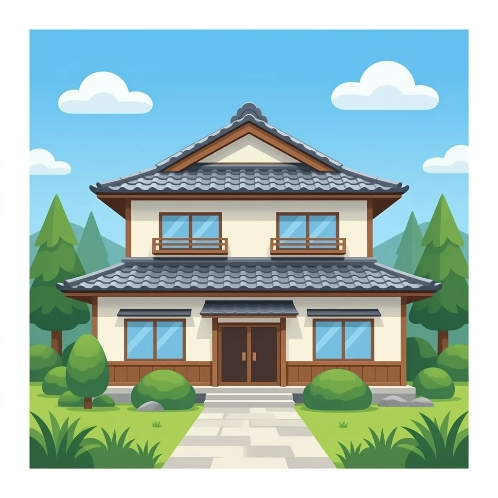 Front facing modern japan house emoji