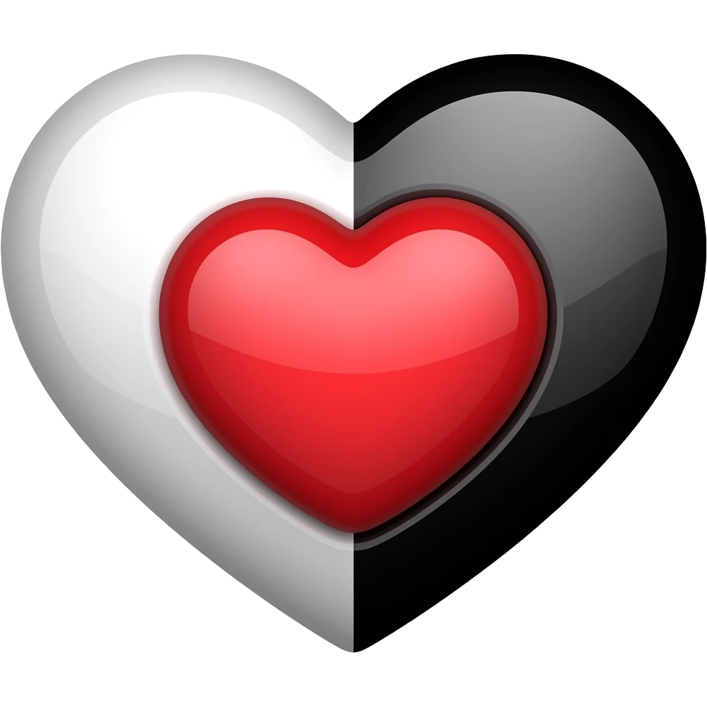 Combination of white red and black heart emoji
