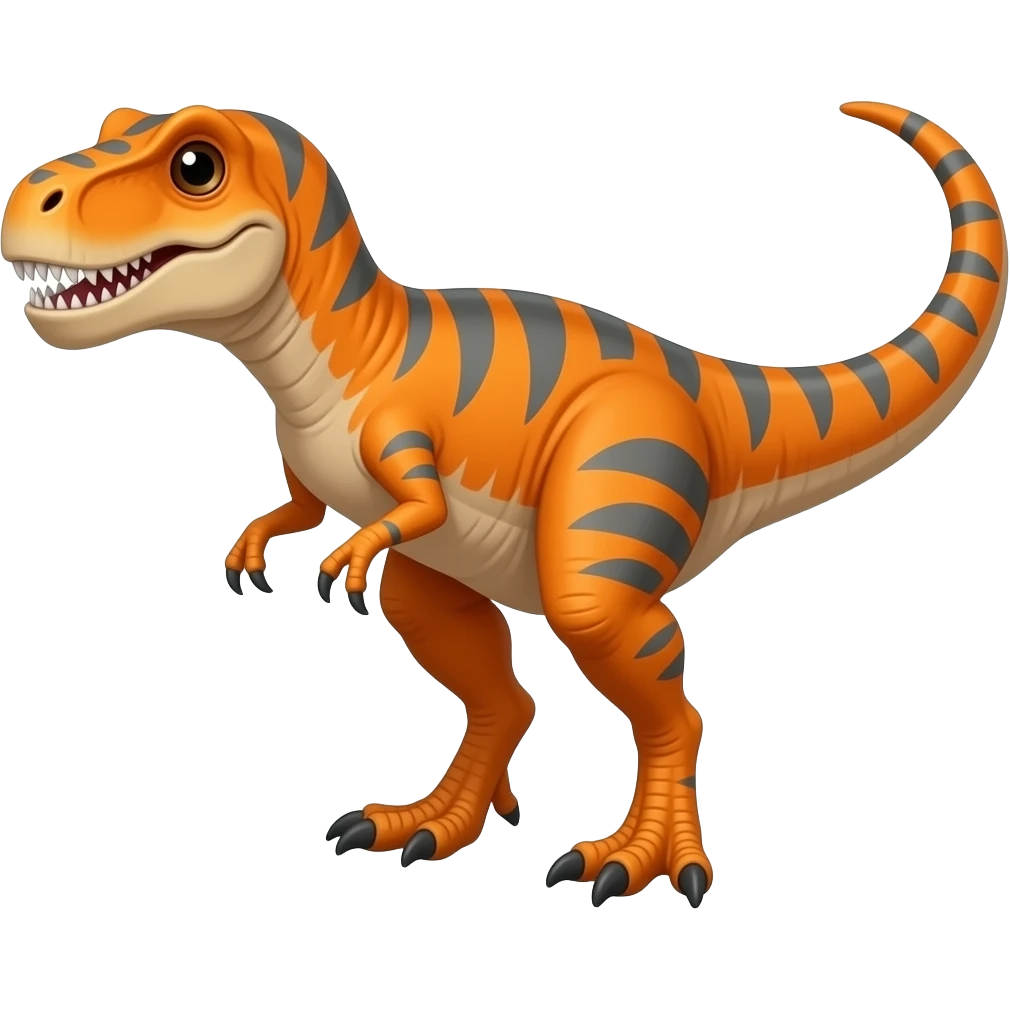 Un Velociraptor naranja con patrones grises emoji