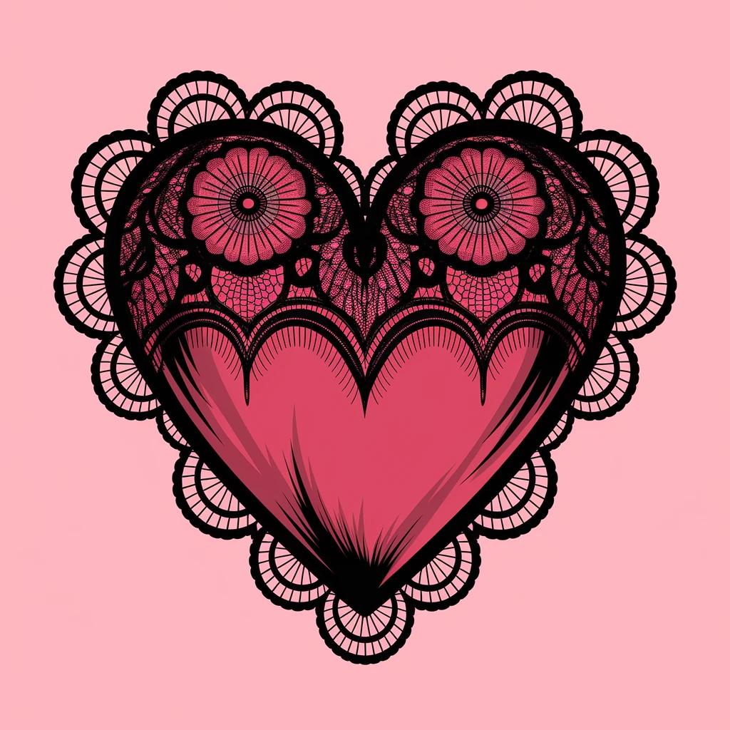gothic heart with a black lace overlay emoji